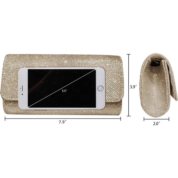 Women's Glitter Party Wedding Evening Handbag with Chain - Picture 6 of 6